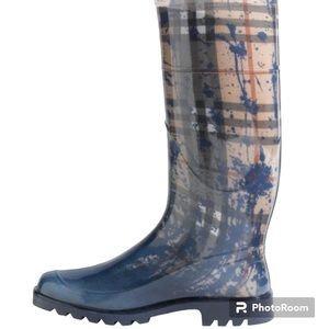 BURBERRY Rain Boots/Booties Splash Blue Paint Print size 9